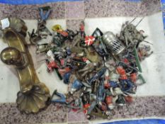 A collection of Britains and similar lead Military Figures and on Horseback, Western figures,