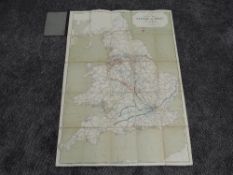 A Railway Clearing House Folded Map, England & Wales, small version 1919