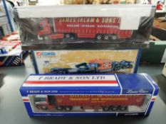 Three Corgi 150 scale diecasts, Leyland Daf 85 Curtainside, T Brady & Son Ltd, limited edition,