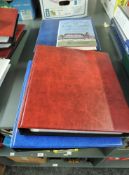 Three folders containing Lancashire Cricket Club history, many pages bearing autographs from ex
