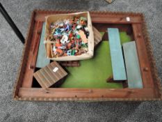 A collection of Timpo, Cresent and similar plastic Western figures and animals along with a hand