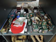 A shelf of Corgi Eddie Stobart diecasts including AEC Truck & Trailer 97369, 31704, 31701, 13601,