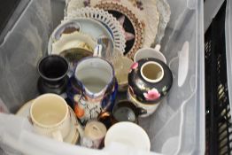 A selection of ceramics including tourist wares and lustre