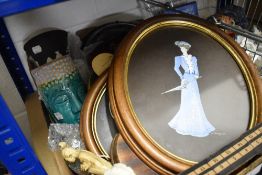 A selection of ornaments and pictures including original gouache painting