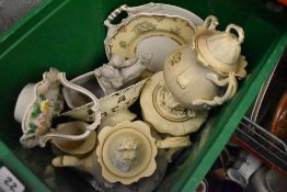 A selection of ceramics and glass wares including Rockingham style part tea service