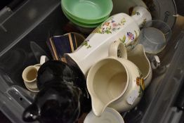 A selection of ceramics and glass wares including Anysley and cat figure