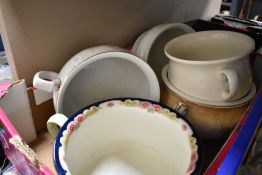 A selection of ceramic chamber pots including Bisto