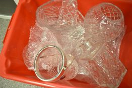 A selection of clear cut crystal glass wares