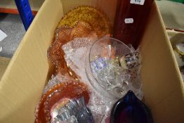 A selection of glass wares including carnival and art glass
