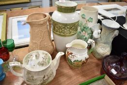 A mixed lot of vases and similar including Alfred Meakin 'The chase' teapot.