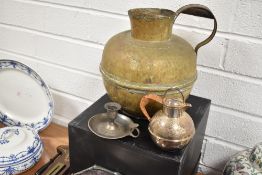 A varied lot of metal ware,Predominantly early 20th century including plated biscuit barrel with