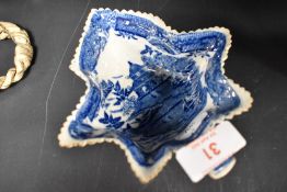 A 19th century pearlware blue and white pickle dish, of larger than normal proportions, decorated