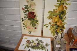 Three early 20th century still life paintings on glass, two marked M Knight, one dated 1909