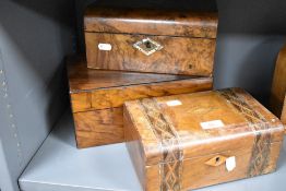 A Victorian Mother-of-Pearl and abalone shell inlaid box, together with two other Victorian boxes