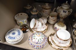 A variety of ceramics,mixed eras and styles including Capodimonte,Aynsley and Coalport.