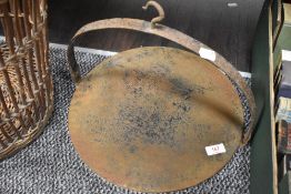 A Kendrick's iron skillet, with over handle/suspension