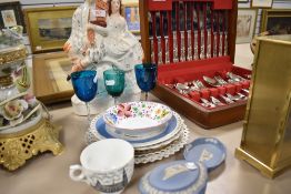 A mixed lot of colourful vintage glasses, a selection of souvenir ware of Isle of Man, Kendal,