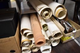 An array of antique and vintage maps and plans,some paper or acetate,others cloth backed including