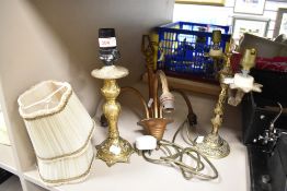 A trio of vintage table lights and a ceiling light.