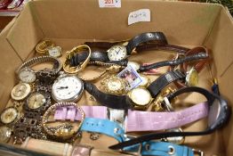 A variety of vintage and modern watches, ladies and gents styles and a stop watch.