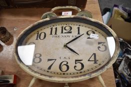 A modern 'The New Era USA' alarm style clock, artificially aged