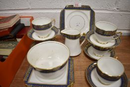 A collection of art deco Salisbury china including cups and saucers, sugar basin,jug and more having