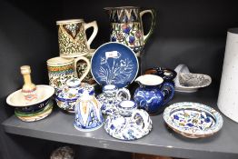 A Charlotte Rhead (Bursley Ware) tube-lined basket, sold together with a selection of Jerusalem