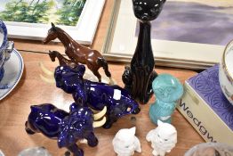 A small selection of mixed animal figures, elephants, kittens, owl