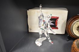 A crystal glass Swarovski figure study of Pierrot with box