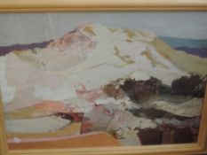 An acrylic collage picture, Ian Black, Autumn Hills, attributed verso and dated 1996, 54 x 74 plus