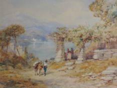 A pair of watercolours, T E Francis, Continental landscapes, signed, each 27 x 36cm, plus frame