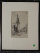 An etching, A M, The Irongate Glasgow, 21 x 13cm, plus frame and glazed