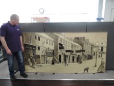 An oil painting, Carol Dawbarn, nostalgic scene, Stricklandgate Kendal 1880, signed and dated