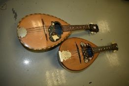Two traditional Neopolitan bowl back mandolins
