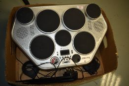 A Yamaha Drum Pro DD-55 Digital Percussion Machine, Stereo Sampled, includes foot pedals and sticks