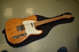 An unbranded electric guitar, in the style of Fender Telecaster
