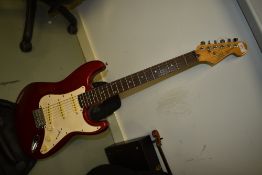 A Korean Fender Squier Stratocaster, serial number S1017439, with padded gig bag