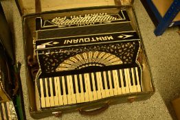 A traditional Italian piano accordion , named Mantovani, with case