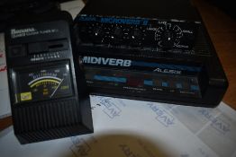 Two Alesis effects units (midiverb and microverb II) and a Banana tuner