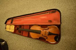 A traditional early 20th Century violin, having 14in two piece back, internal printed label,