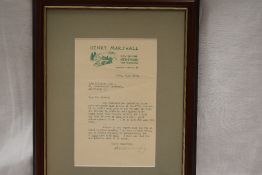 An early and personal Alfred Wainwright typed letter, signed A Wainwright, on Henry Marshall