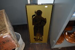A mid century print on board of a brass rubbing of Sir John D'Abernon