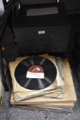 A selection of vintage shellac gramophone records of mixed genres