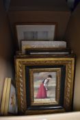 A selection of prints and picture frames including golf interest