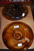 Two pieces of mid century smoked art glass