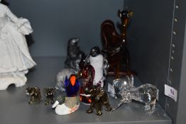 A selection of art glass miniature figures and similar paper weight