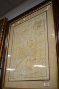 An antique map,dated 1869, hand drawn and coloured.