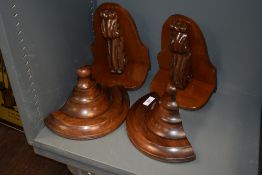 Two pairs of mahogany wall sconce or shelf including acanthus decorated