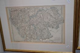 A map, The Lake District, published Casell, Peter Calpin Ludgate Hill, C19th. Later coloured, 31 x