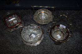 A selection of glass and silver plated bonbon dishes